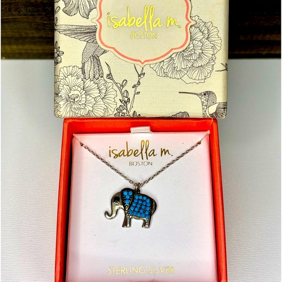 Isabella M Boston Sterling Silver and Turquoise Elephant Necklace - Picture 1 of 9